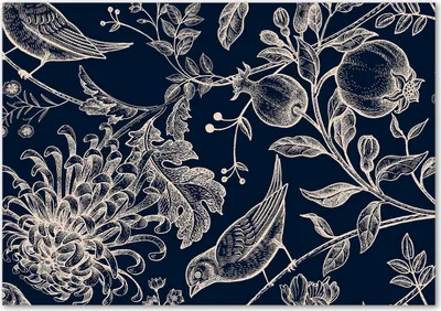 Produktbild von Tulup® Glas-Bild - 100 x 70 - Wandbild aus Glas - Wandkunst - Wandbild hinter gehärtetem Sicherheitsglas - Blumen & Pflanzen - Blumen Vögel - Blau