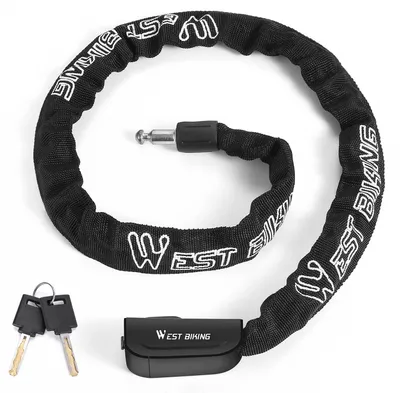 Produktbild von Fahrradschloss, robustes, diebstahlsicheres Kettenschloss, wasserdicht, mit 2 Schluesseln fuer Fahrrad, Motorrad, E-Bike, Roller, Tor, Tuer, Zaun