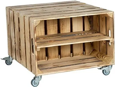Imagen del producto de Mesa de madera con ruedas y espacio de almacenamiento para el salón