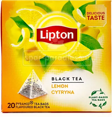 Obrázek produktu pro Černý čaj Lipton Lemon, balení po 20 kusech