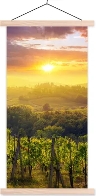 Produktbild von MuchoWow® Textilposter Toskana - Italien - Weinreben 60x120 cm mit holzfarbenen Rahmen - Holz