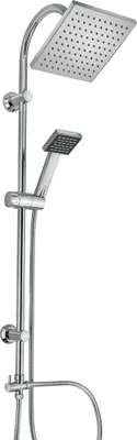 Produktbild von Duschsystem mit quadratischer Kopfbrause, Handbrause + Umsteller