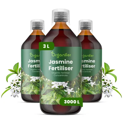 Obrázek produktu pro Jasmín Tekuté Hnojivo 3x1 L – 2-1-8 NPK – Pro Jasmín – Podporuje Rovnomerný Růst & Bujnú Tvorbu Květů – Organifer