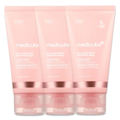 Produktbild von Medicube Collagen Night Wrapping Mask Kollagen Nachtmaske Gesichtsmaske, 3x 75ml mit Pinseln