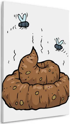 Produktbild von Wallario Premium Leinwandbild Comic Scheißhaufen mit Fliegen in Größe 60 x 90 cm