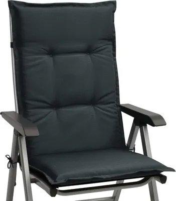 Image de Beautissu Lot de 2 coussins d'assise pour fauteuils à dossier haut Base HL, 120 x 50 x 6 cm, gris graphite