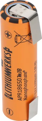 Produktbild von Lithium Werks APR18650M1B 1200mAh 3,2V - 3,3V LiFePo4 Akku mit Lötfahne U-Form