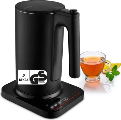 Produktbild von MEDION LIFE Digitaler Wasserkocher MD12106, 2.200 Watt Leistung, 1,5 Liter Kapazität, LED-Display, LED-leuchtbalken, automatische Programme, Kindersicherung schwarz