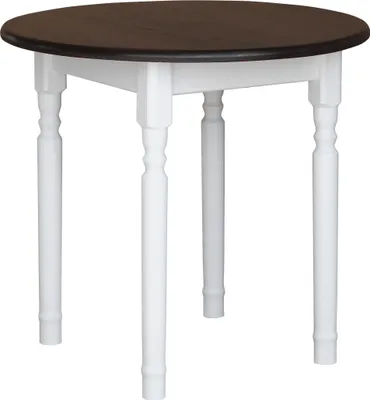 Image de Table ronde II blanche en pin massif avec plateau en couleur noyer 90 cm
