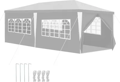 Immagine prodotto di Tenda da giardino a padiglione - padiglione da giardino, tenda da birra per mercati e feste, ideale per matrimoni Bianco 3x6m