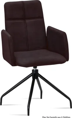 Produktbild von Armlehnstuhl drehbar (6er-Set) Doanna 52x92x60 Schwarz/Espresso