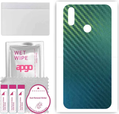Produktbild von apgo Rückseite Schutzfolie, Skin, kompatibel mit Realme 3, Hinten Displayschutzfolie aus Vinylfolie, kratzfest, einfache Montage - Kohlenstoff-Chamäleon CAKA1