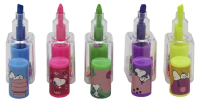 Produktbild von Snoopy Marker Set 5 Farben Textmarker Filzstifte Schrein