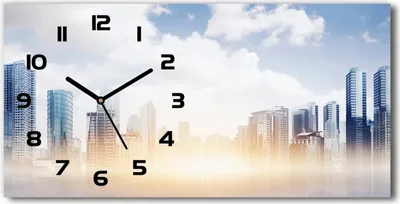 Produktbild von Wanduhr aus Glas – 60x30 cm - Glasbild - Glasuhr - Gehärtetes Glas - schwarze-zeiger - Wolkenkratzer
