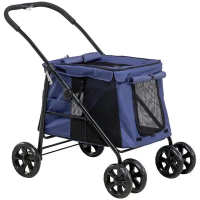 Produktbild von Hundebuggy | Farbe: Dunkelblau und Schwarz | Abmessungen: 62x102x105 cm