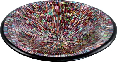 Produktbild von Runde Mosaikschale, Untersetzer, Dekoschale, Handgearbeitete Keramik & Glas Obst Schale - Design 15, Violett, Keramik,Glas, Größe: Klein (Ø 20 cm)