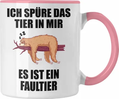 Produktbild von Trendation - Lustige Tasse mit Spruch Mitarbeiter Faultier Geschenk Arbeitskollege Männer Frauen (Rosa)