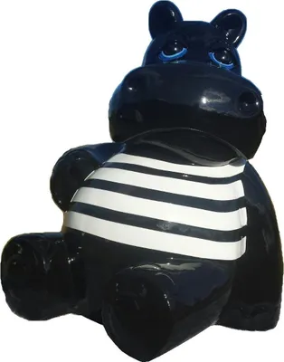 Image de Grande statue en béton Hippopotame au design moderne en gris