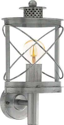 Produktbild von EGLO Außen-Wandlampe Hilburn 1, 1 flammige Außenleuchte, Wandleuchte aus verzinktem Stahl und Kunststoff, Farbe: Silber-antik, Fassung: E27, IP44