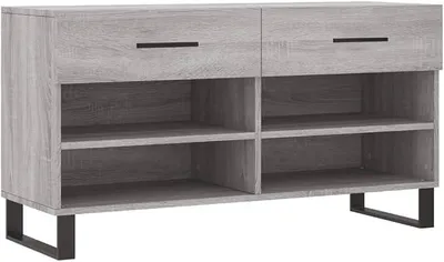 Imagen del producto de Armario para zapatos de madera, color gris, estilo Sonoma, con cajones y estantes