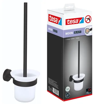 Produktbild von TESA MOON BLACK, WC-Bürste & Halter, Schwarz, Weiß, Glas, Metall, 112 mm, 145 mm