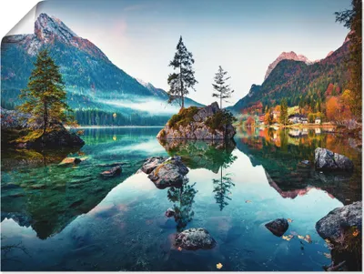 Produktbild von ARTland Poster Herbstszene des Hintersee vor Alpen Größe: 120x90 cm