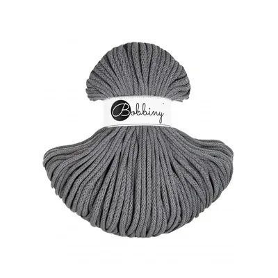 Zdjęcie produktu dla BOBBINY 5 mm Premium Plecionka 100 m Przędza Szydełkowanie Makrama 50 kolorów Kolor Stone Grey