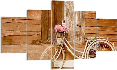 Produktbild von Bild auf Leinwand - Leinwandbild - Fahrrad Blume Korb alt - 125x70cm - Wand Bild - Wanddeko - Leinwanddruck - Bilder - Kunstdruck - Wanddekoration - Leinwand bilder - Wandkunst - EA125x70-2954