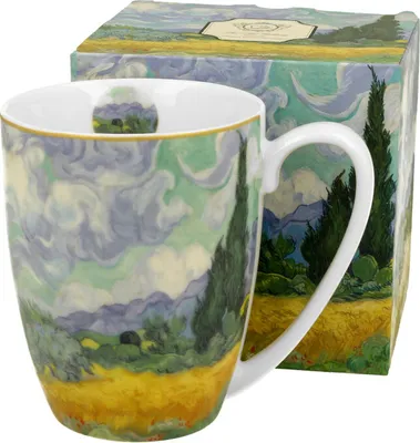 Produktbild von Duo Kaffeebecher Van Gogh, Wheat Field aus Porzellan, Becher, teetasse, Kaffeetasse mit henkel 350 ml