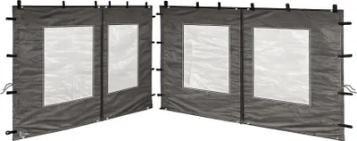 Produktbild von 2 Seitenteile aus PE mit Fenster 300x195cm / 400x195cm  für Pavillon 3x4m Seitenwand Anthrazit RAL 7012