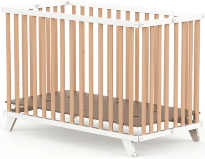 Produktbild von GEUTHER Kinderklappbett Mayla | 60 × 120 cm | Faltbares Kinderbett | 3-fach höhenverstellbar | Mit Rollen | Natur-Weiß | Bis 20 kg
