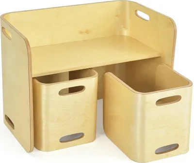 Immagine prodotto di Set di 3 sedie da tavolo per bambini, gruppo di sedute per bambini, mobili in legno, tavolo didattico naturale