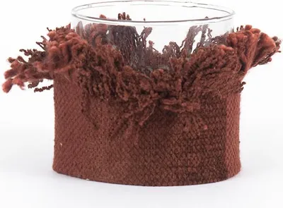 Image de Bazar Bizar Bougeoir velours bordeaux 8x8x8cm