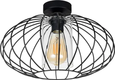 Produktbild von Deckenlampe Metall E27 Ø 34 cm Schwarz rund Retro Design Deckenleuchte