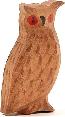 Produktbild von Ostheimer Holzfigur Uhu, handgefertigt, 8 cm hoch, hochwertiges Holzspielzeug