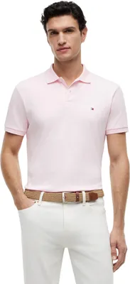 Produktbild von Tommy Hilfiger Herren Poloshirt Kurzarm Liquid Baumwolle mit Knopfleiste, Rosa (Pin