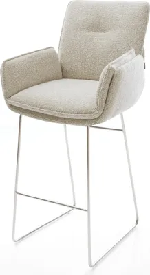 Produktbild von DELIFE Barstuhl Nela-Flex Webstoff Soft Beige Kufengestell Edelstahl Silberfarben