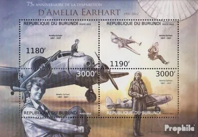 Produktbild von Briefmarken Burundi 2012 Mi 2948-2951 Kleinbogen (kompl.Ausg.) postfrisch Amelia Earhart