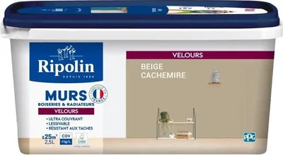 Image de Peinture Murs, Boiseries & Radiateurs RIPOLIN, Beige Cachemire, Velours, 2.5 L