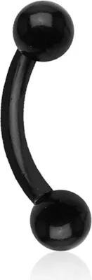 Produktbild von viva-adorno 1,2x8x3mm Piercing Banane Augenbrauenpiercing Kunststoff Kunststoff Kugeln in verschiedenen Farben und Größen Z306, schwarz