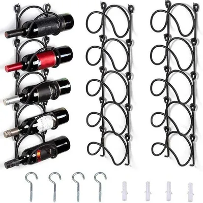Immagine prodotto di Portabottiglie da parete in metallo nero per 10 bottiglie