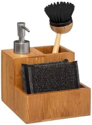 Produktbild von Seifenspender mit Spülbürste, Bambus, Set, für die Küche