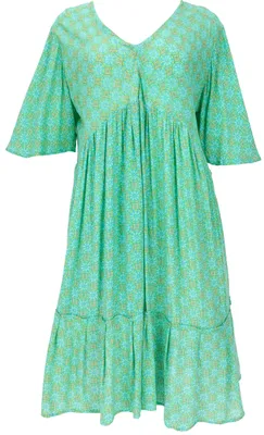 Produktbild von Boho Kurzarm Sommerkleid, Maxikleid, Strandkleid, Plus Size Sommerkleid - Grün, Damen, Viskose, Kleider
