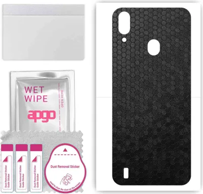 Produktbild von apgo Rückseite Schutzfolie, Skin, kompatibel mit Blackview A60 Plus, Hinten Displayschutzfolie aus Vinylfolie, kratzfest, einfache Montage - Schwarze Honigwabe
