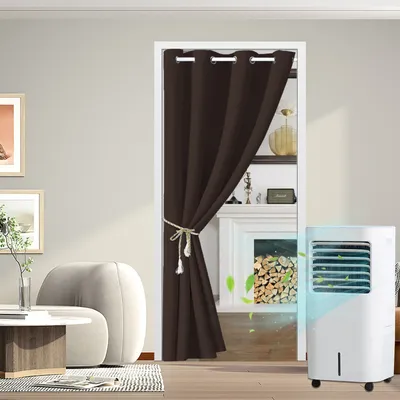 Produktbild von 132x203cm Verdunkelung Türvorhang mit Öse, Thermoisolierte Vorhänge, braun
