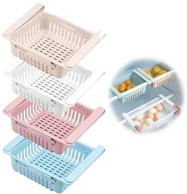 Immagine prodotto di Ibenzoa® Cestello regolabile per frigorifero, da 20,5 a 28,5 cm – estraibile e ventilato, ideale per frutta e verdura