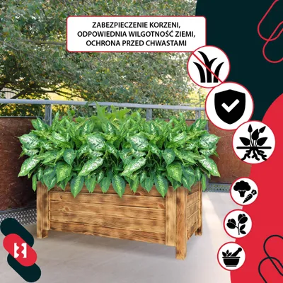 Zdjęcie produktu dla KOTARBAU® Donica Skrzynka Drewniana na Nóżkach 79 x 39 x 30 cm Doniczka Skrzynia z Agrowłókniną Opalana