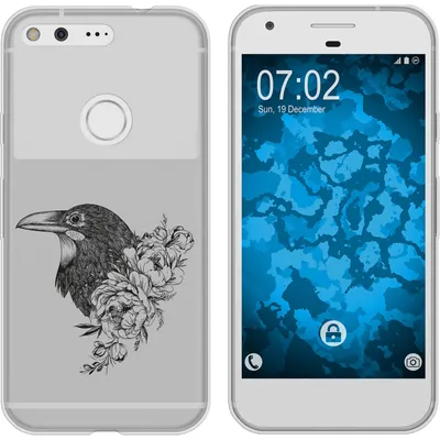 Produktbild von PhoneNatic Case kompatibel mit Google Pixel XL Silikon-Hülle Floral Rabe M4-1