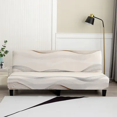 Produktbild von (Glücksmelodie)Sofabezug Armloser Stretch Couchbezug Ohne Armlehne Bedruckter Schlafsofa Futon Bezug Faltbar Elastischer Sofaüberwürfe Ohne Armlehnen