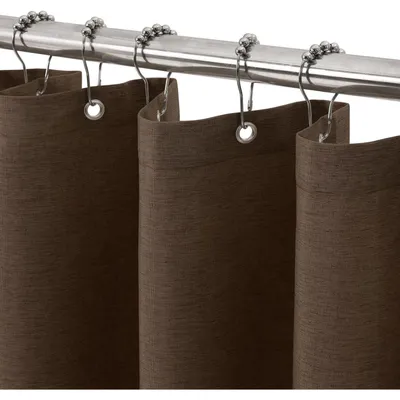 Produktbild von Duschvorhang Leinen 92 x 182 cm mit Metallringen Schwerer Stoff Braun Wasserdicht 1er Pack